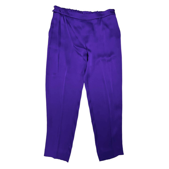 Escada Purple Satin High Waisted Trousers Womens 40 US 10 - Picture 1 of 11
